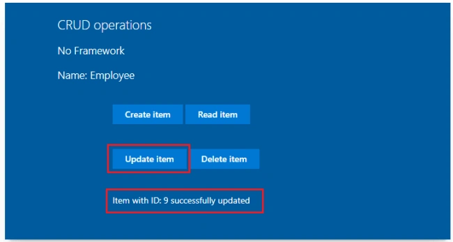 CRUD operations using No Framework