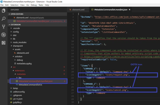SharePoint Framework (SPFX) Extension - Add Custom Icon To List View Command Set