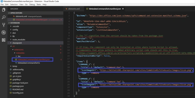 SharePoint Framework (SPFX) Extension - Add Custom Icon To List View Command Set