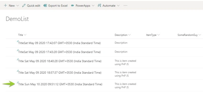 SharePoint ListItems CRUD Operations Demo Using PnP JS in React based SPFx Webpart