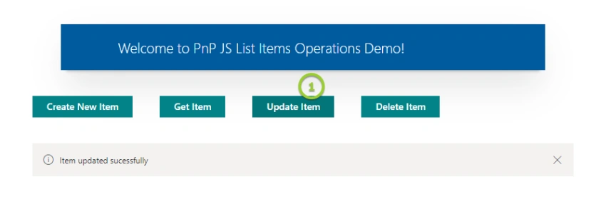 SharePoint ListItems CRUD Operations Demo Using PnP JS in React based SPFx Webpart