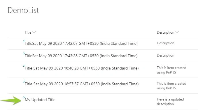 SharePoint ListItems CRUD Operations Demo Using PnP JS in React based SPFx Webpart