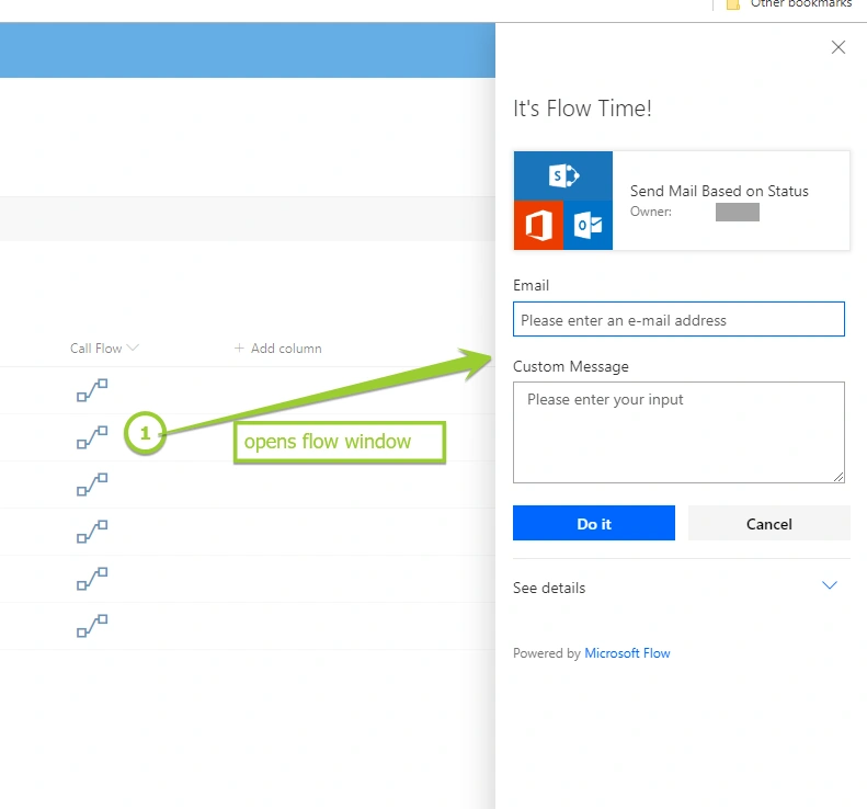 Add Custom Row actions in SharePoint list items with Column Formatting
