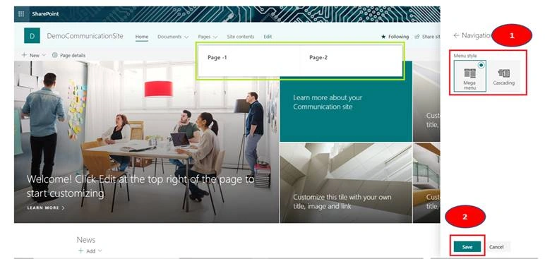 SharePoint Modern Communication Site No Code Feature For Header, Footer And Navigation