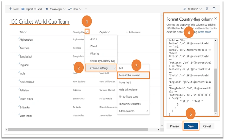 SharePoint Online Columns Formatting Using JSON