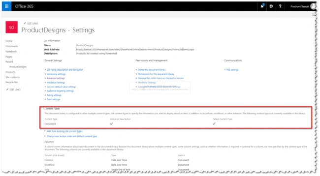 Working With List Content Types Using PowerShell