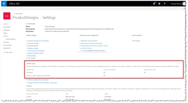 Working With List Content Types Using PowerShell