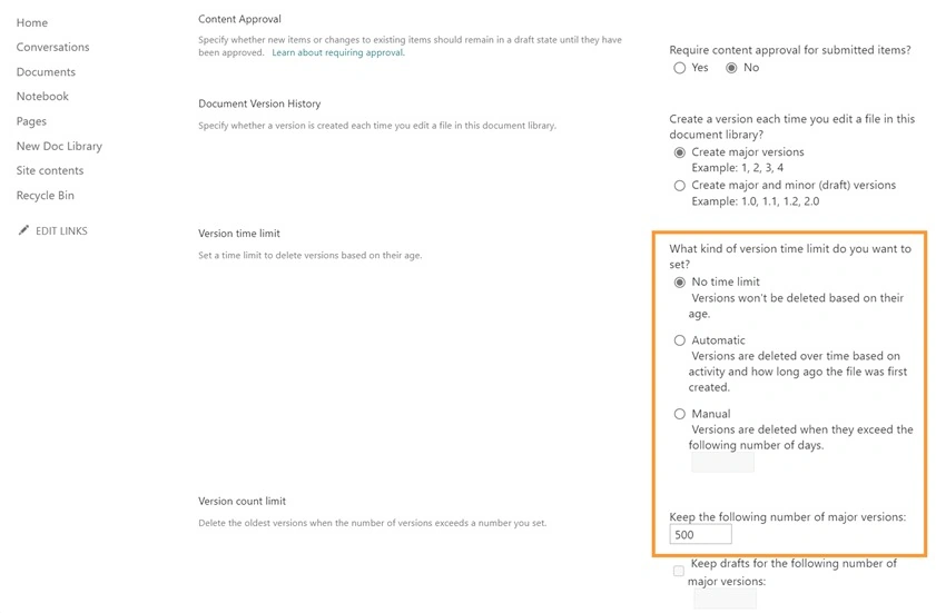 Existing Document Library