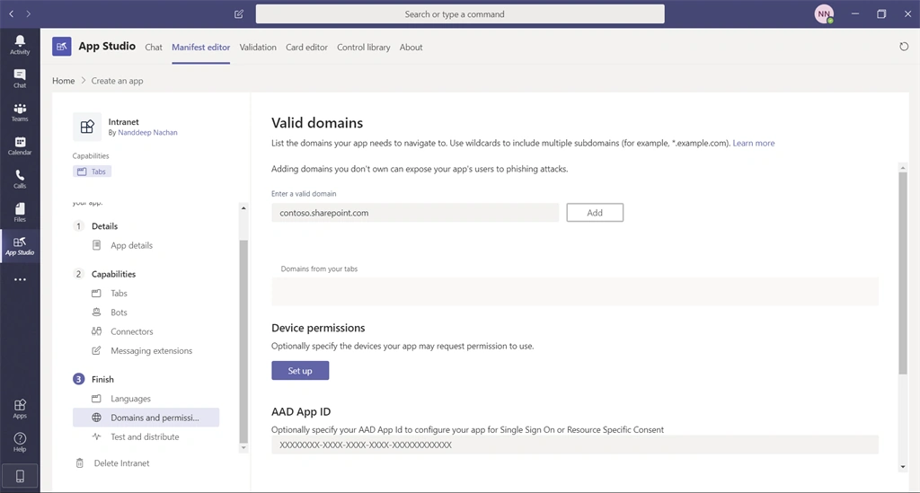 SharePoint Site As Static App In MS Teams