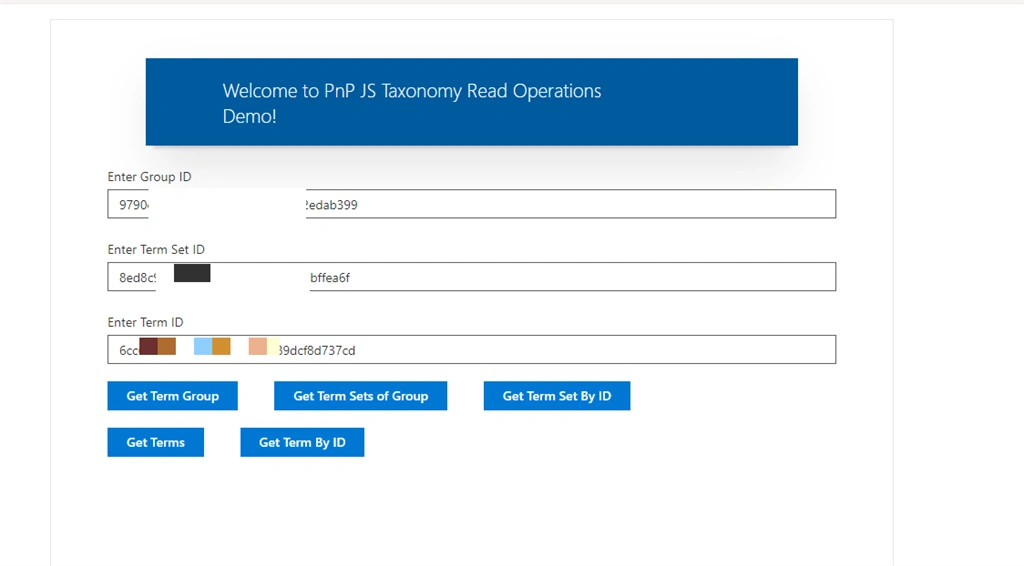SharePoint Taxonomy Read Operations Using PnPJS