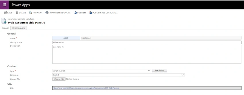Web Resource: Side Pane JS