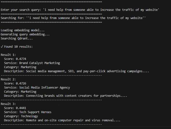 search resuls