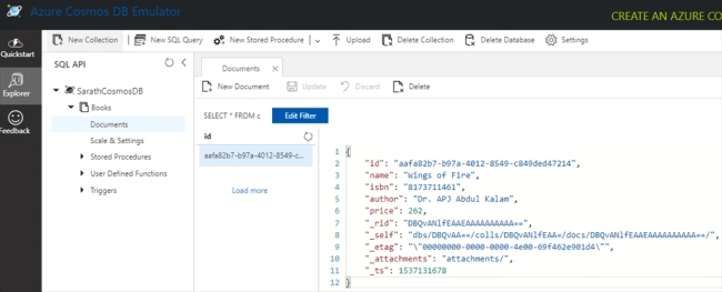 CosmosDB emulator