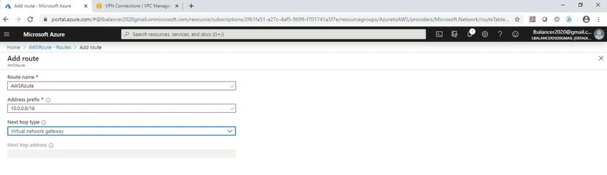 Virtual network gateway”. Click “Ok”