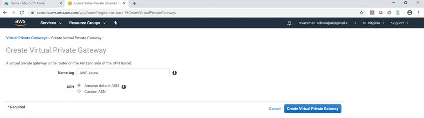 Create Virtual Private Gateway