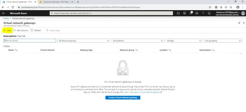 Virtual network gateways