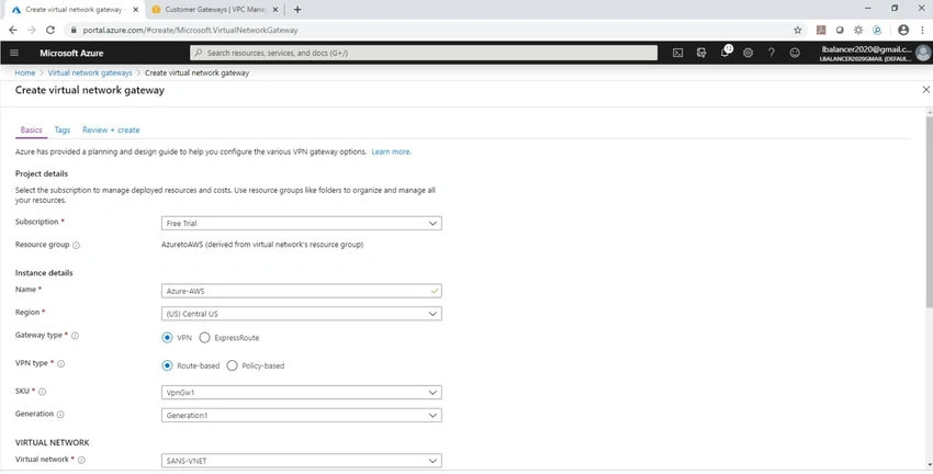 virtual network” as “SANS-VNET