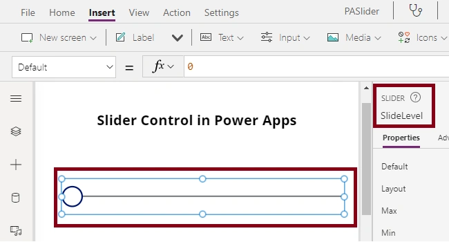 Slider Control in Power Apps