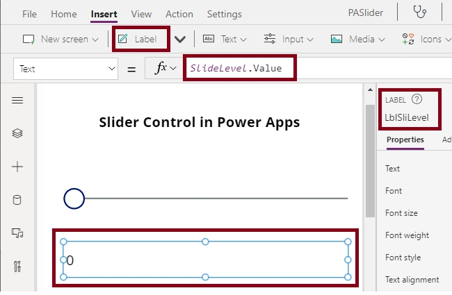 Slider Control in Power Apps