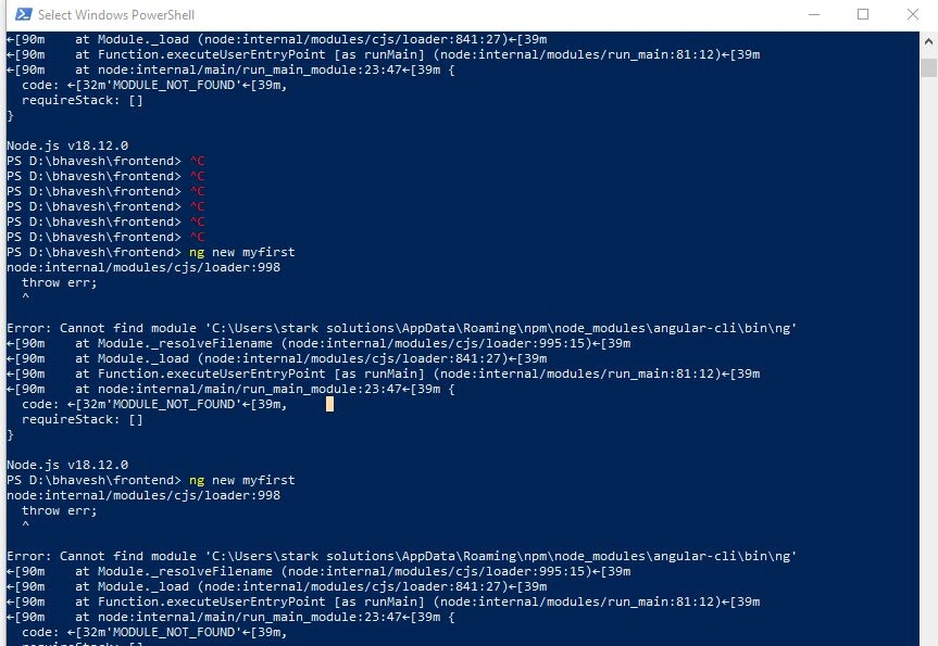 Angular CLI MODULE_NOT_FOUND Error