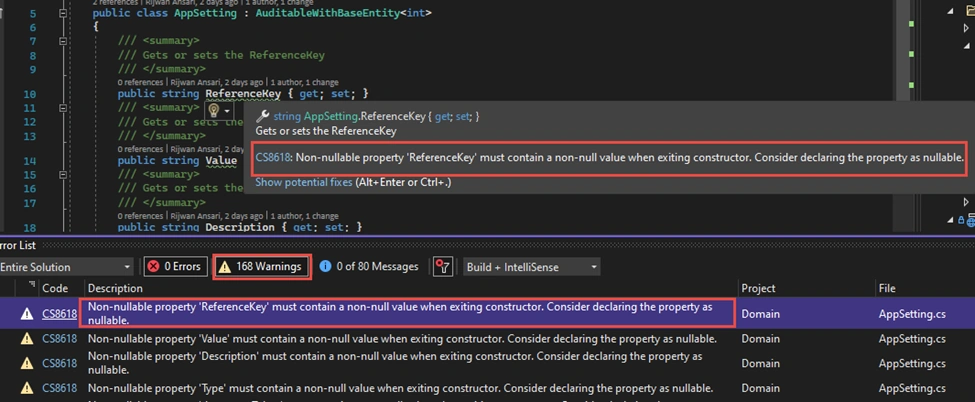 Non-nullable property must contain a non-null value when exiting constructor. Consider declaring the property as nullable