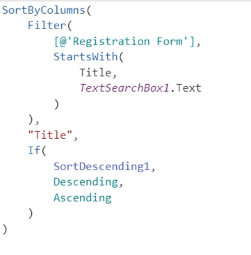 Sort, SortByCoulmn Along With Filter Functions Used In Microsoft PowerApps Gallery