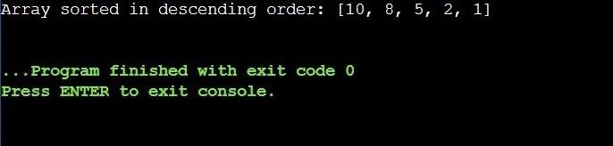 Sorting Elements of an Array in Descending Order