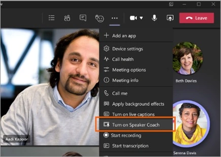 Turn on speaker coach