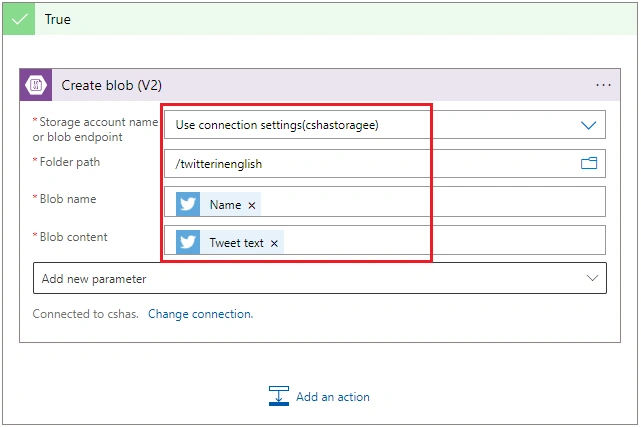 Split and Store the different language tweets in blob storage Using Azure Logic App