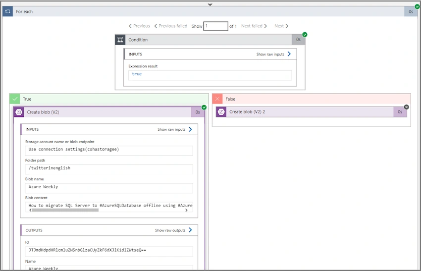 Split and Store the different language tweets in blob storage Using Azure Logic App