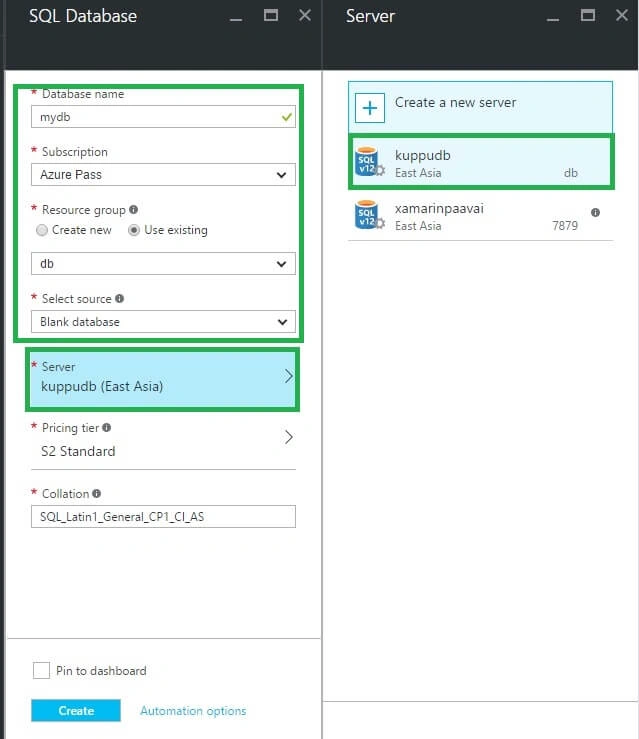 Database name