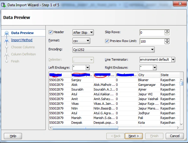 records from csv