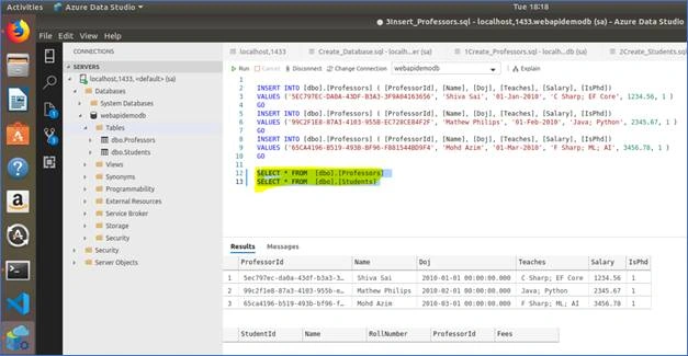 SQL Server 2017 Docker Container And Web API In .NET Core In Ubuntu 18.04