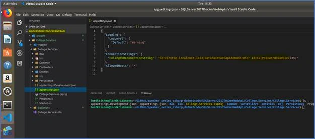 SQL Server 2017 Docker Container And Web API In .NET Core In Ubuntu 18.04