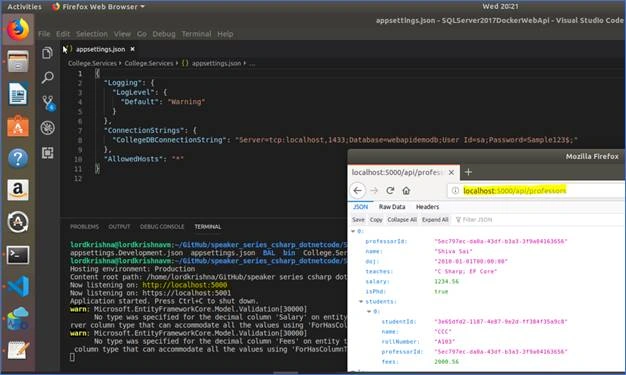 SQL Server 2017 Docker Container And Web API In .NET Core In Ubuntu 18.04