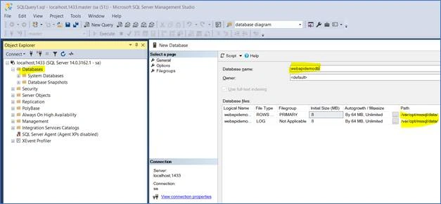 SQL Server 2017 Docker Container And Web API In .Net Core
