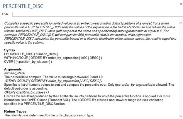 PERCENTILE_DISC