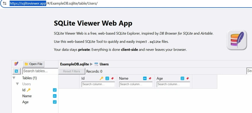 SQLite Viewer Web App