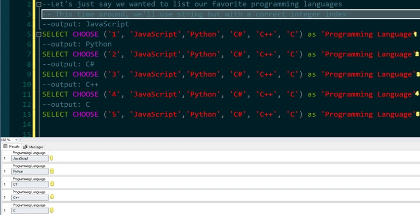 SQL's CHOOSE Function