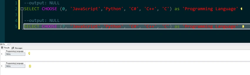 SQL's CHOOSE Function