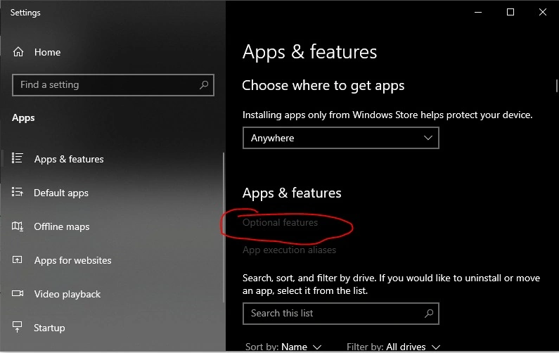 Apps & features