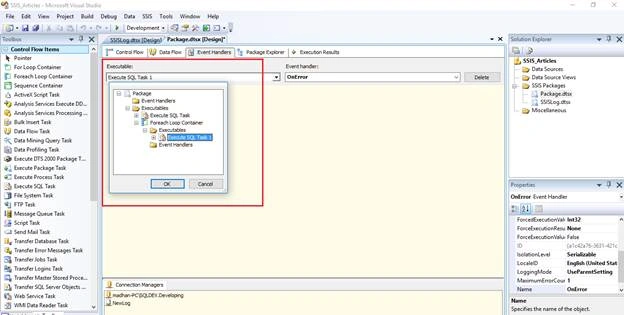 Execute sql task