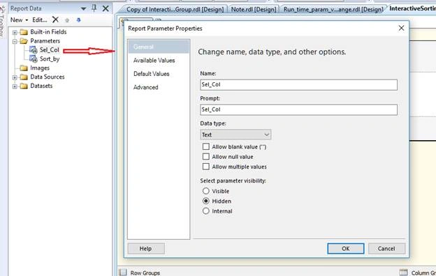 SSRS Interactive Sorting