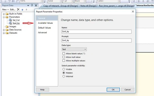 SSRS Interactive Sorting