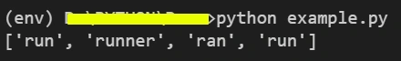 StemmingcodeExample