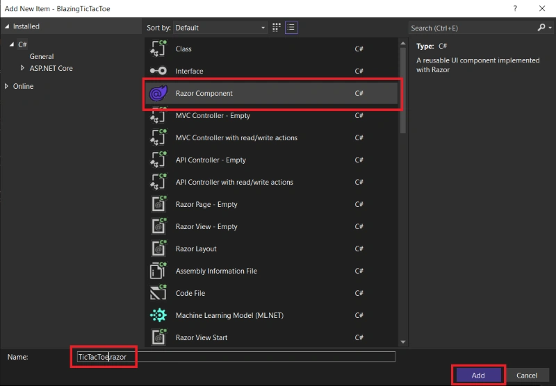 Step-by-Step Guide to develop Tic-Tac-Toe AI with Blazor