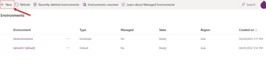 Step by step procedure to create an environment for Power Automate