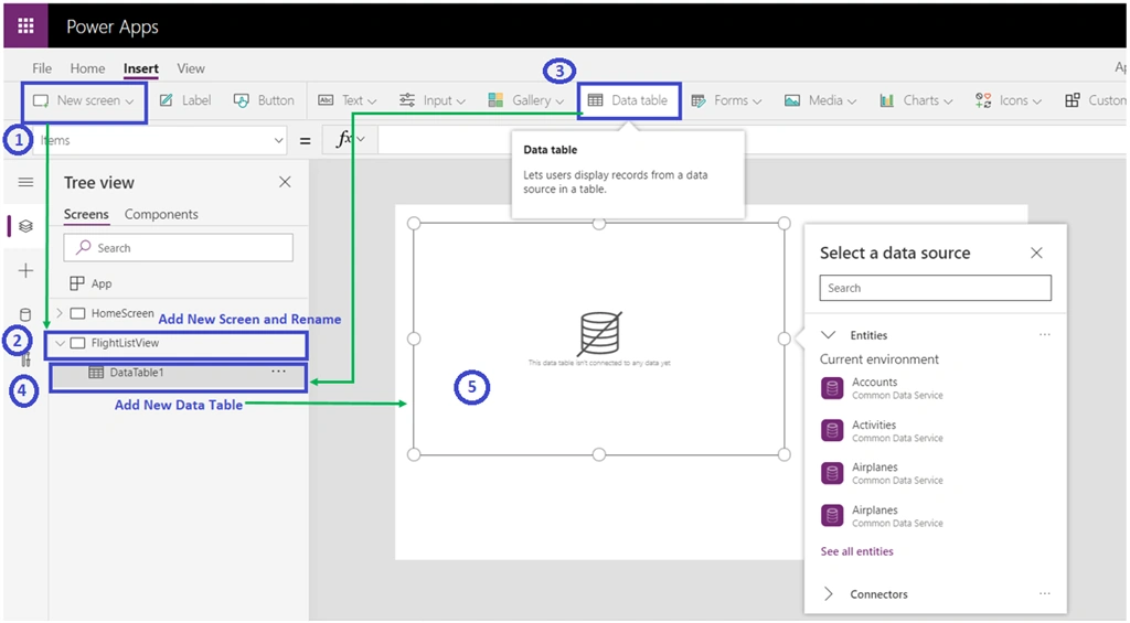 Step To Build PowerApp Screen, Connector And Navigation