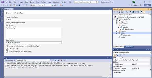 Steps To Create Content Type Using Visual Studio