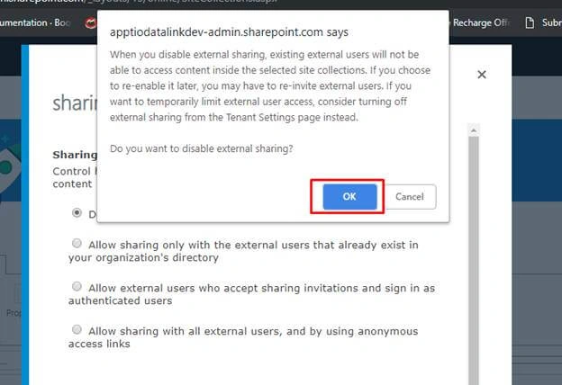 Disabling option